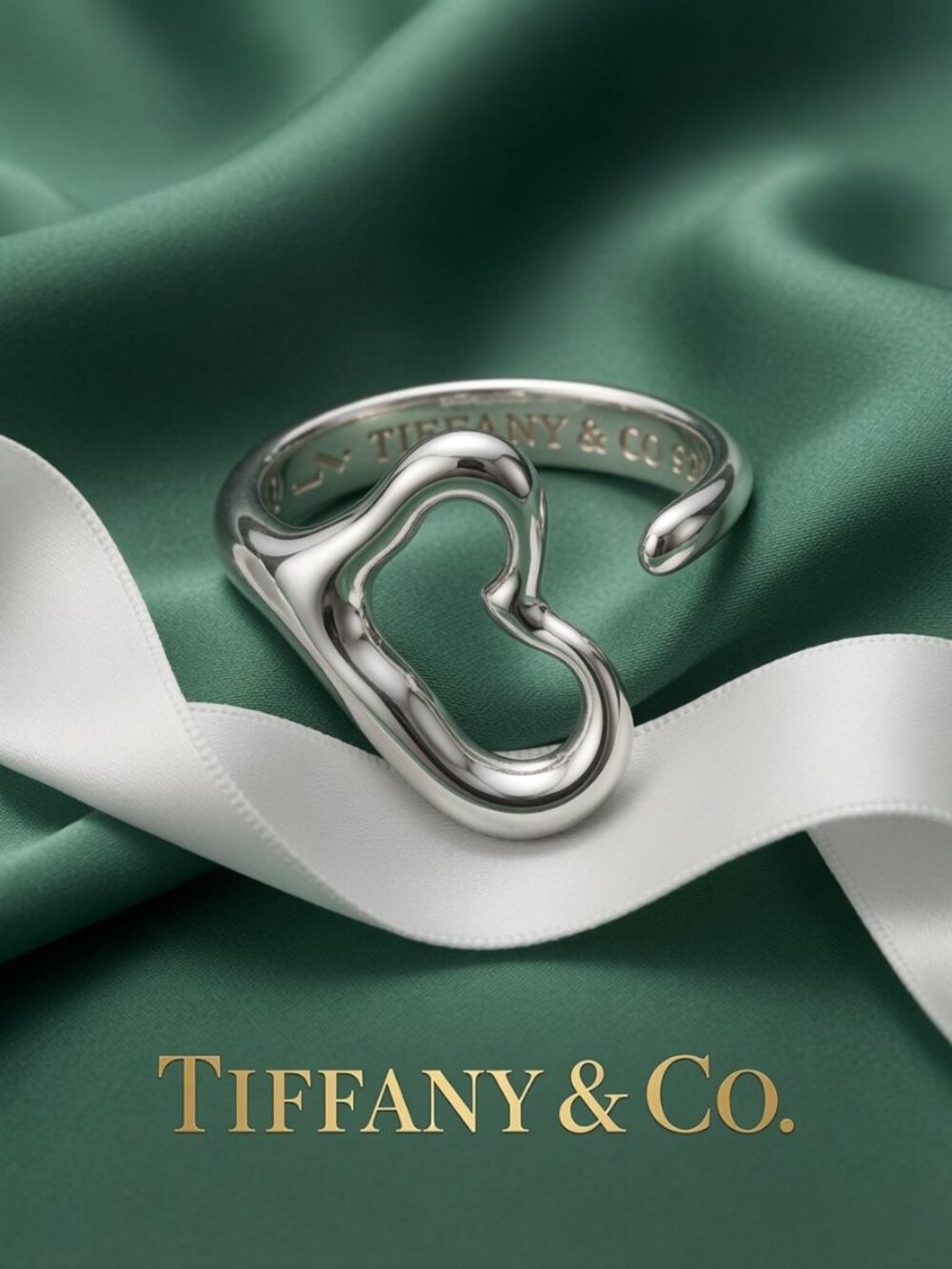Tiffany & Co. Silver Heart Ring 6 sz